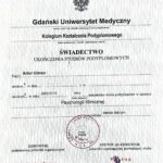 Dyplom ukończenia studiów podyplomowych z zakresu psychologii klinicznej – Artur Ulman.